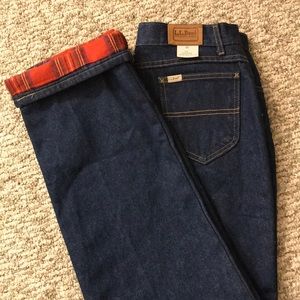 LL Bean flannel lined Blue jeans Women’s Size 16